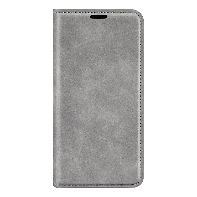 For Samsung Galaxy S24+ 5G Retro-skin Magnetic Suction Leather Phone Case showcasing its stylish design and card slot functionality.